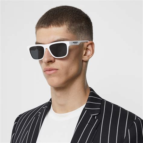 burberry men's check square sunglasses|burberry white reflective sunglasses.